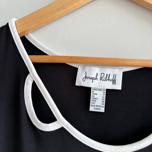 Joseph Ribkoff Ruffles 3/4 Sleeve Tie-Up Front Jacket Top Set Black 14 - Picture 14 of 16